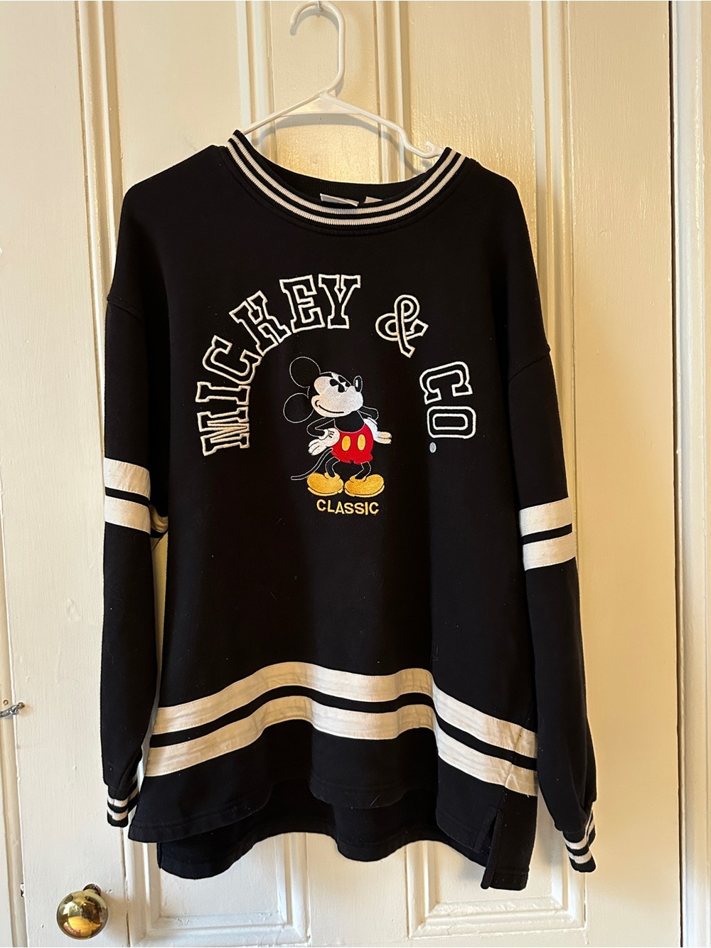 Mickey & Co Classic Black Sweatshirt with Stripes - 1990s